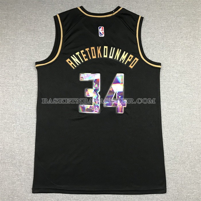 Maillot Golden Edition Milwaukee Bucks Giannis Antetokounmpo NO 34 2021-22 Noir